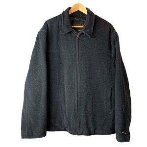 Marc New York Pea Coat Wool Blend Gray Size Large Quilted Lining Collar Full Zip